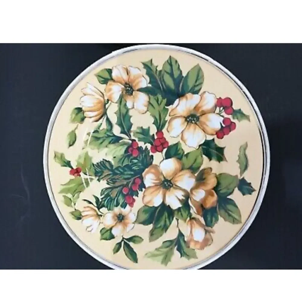 Set of 4 Sakura Splendor Holiday Stoneware 8” Salad Dessert Plates in box